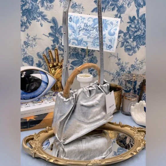 🆕 OROTON 🧿 NWT Gretel Mini Top Handle, Metallic Silver - Picture 2 of 16